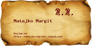 Matejko Margit névjegykártya